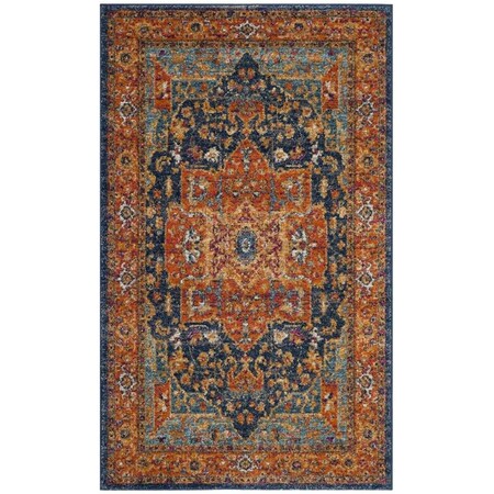 Safavieh Evoke Power Loomed Rectangle Area Rug, Blue and Orange - 3 x 5 ft. EVK275C-3